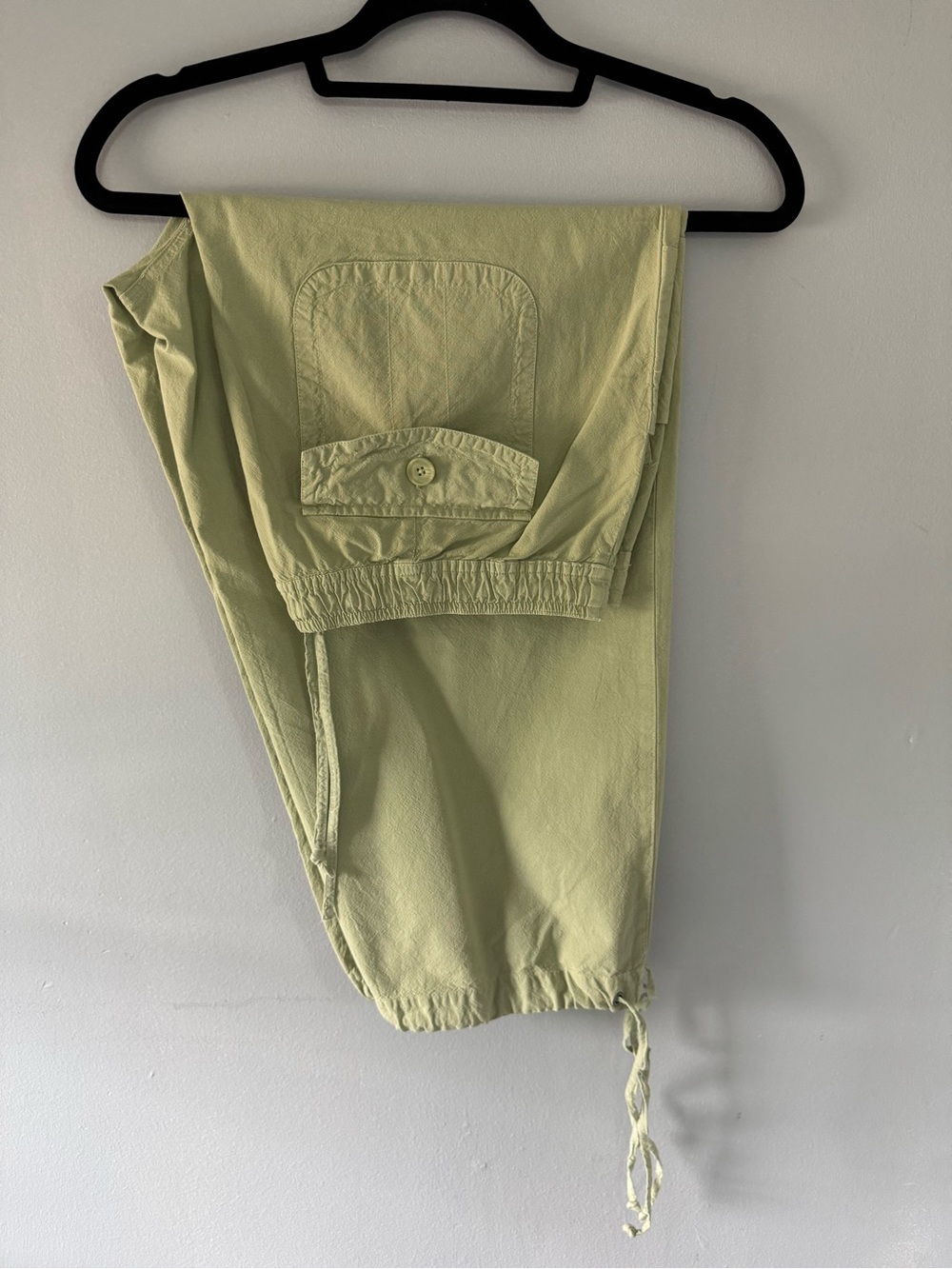 Light Olive Cargo Pants with Drawstring Hem
